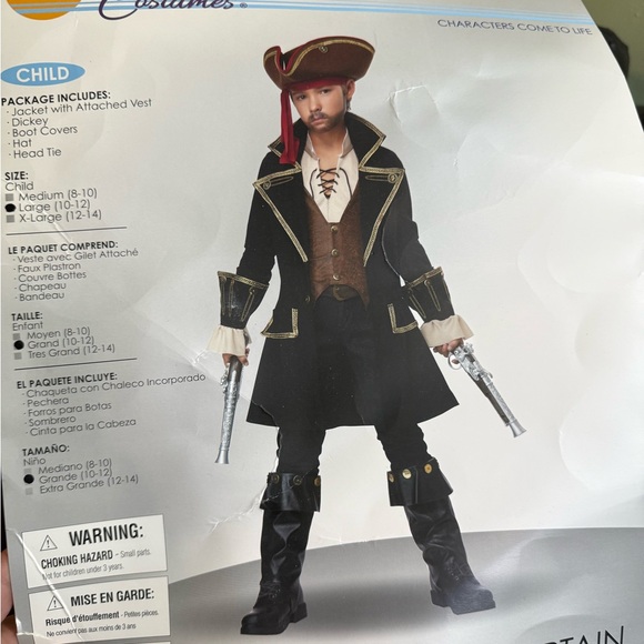 California Costumes Pirate Costume for Kids - Black and Brown size L 10-12 - Picture 2 of 4